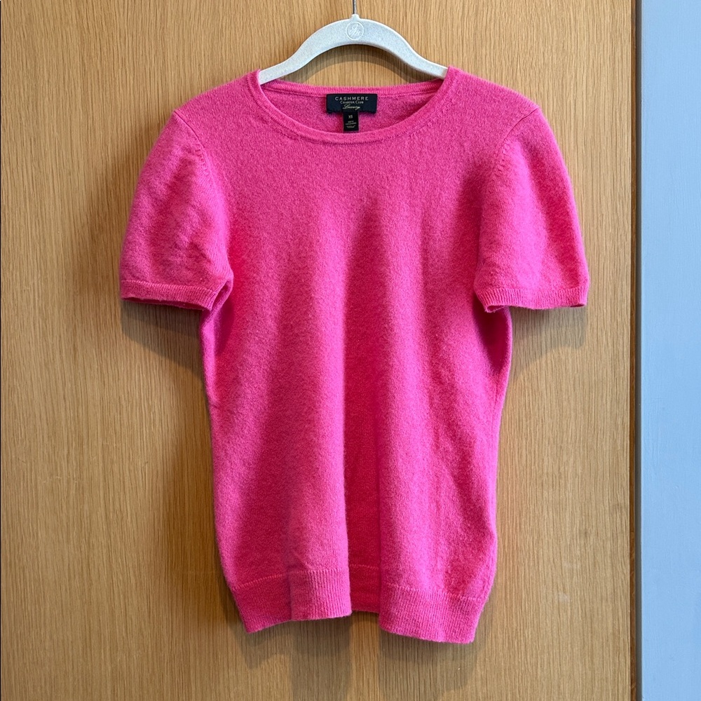 100% Cashmere Charter Club Fuchsia Pink Crew Neck Sweater Tee T-Shirt